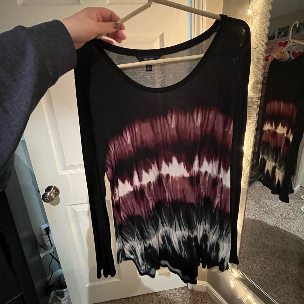 Vera Wang long sleeve tie dye shirt